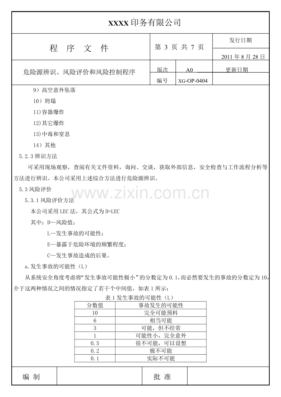 D程序文件危险源辨识风险评价和风险控制程序.doc_第3页