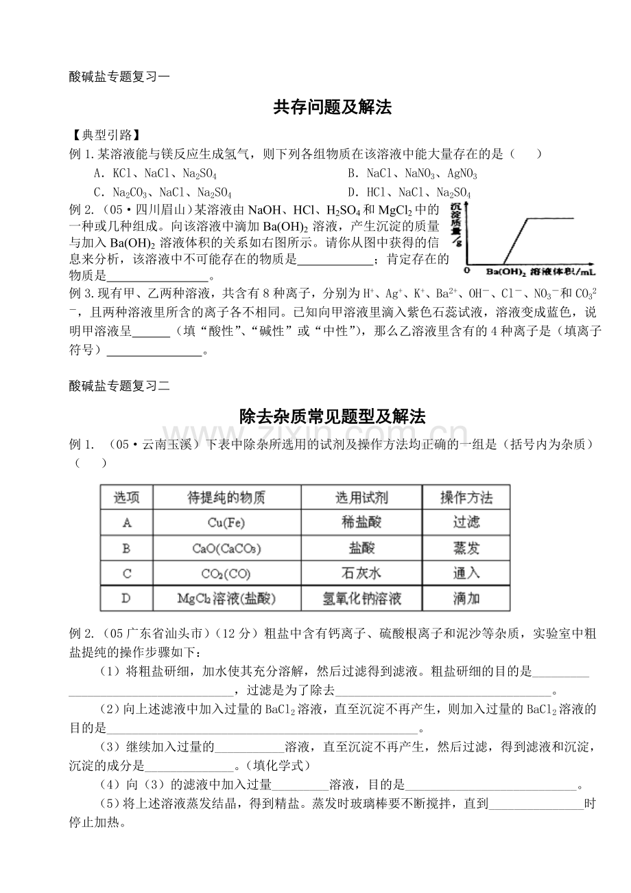 初三化学共存除杂与相互转化问题及解法.doc_第1页