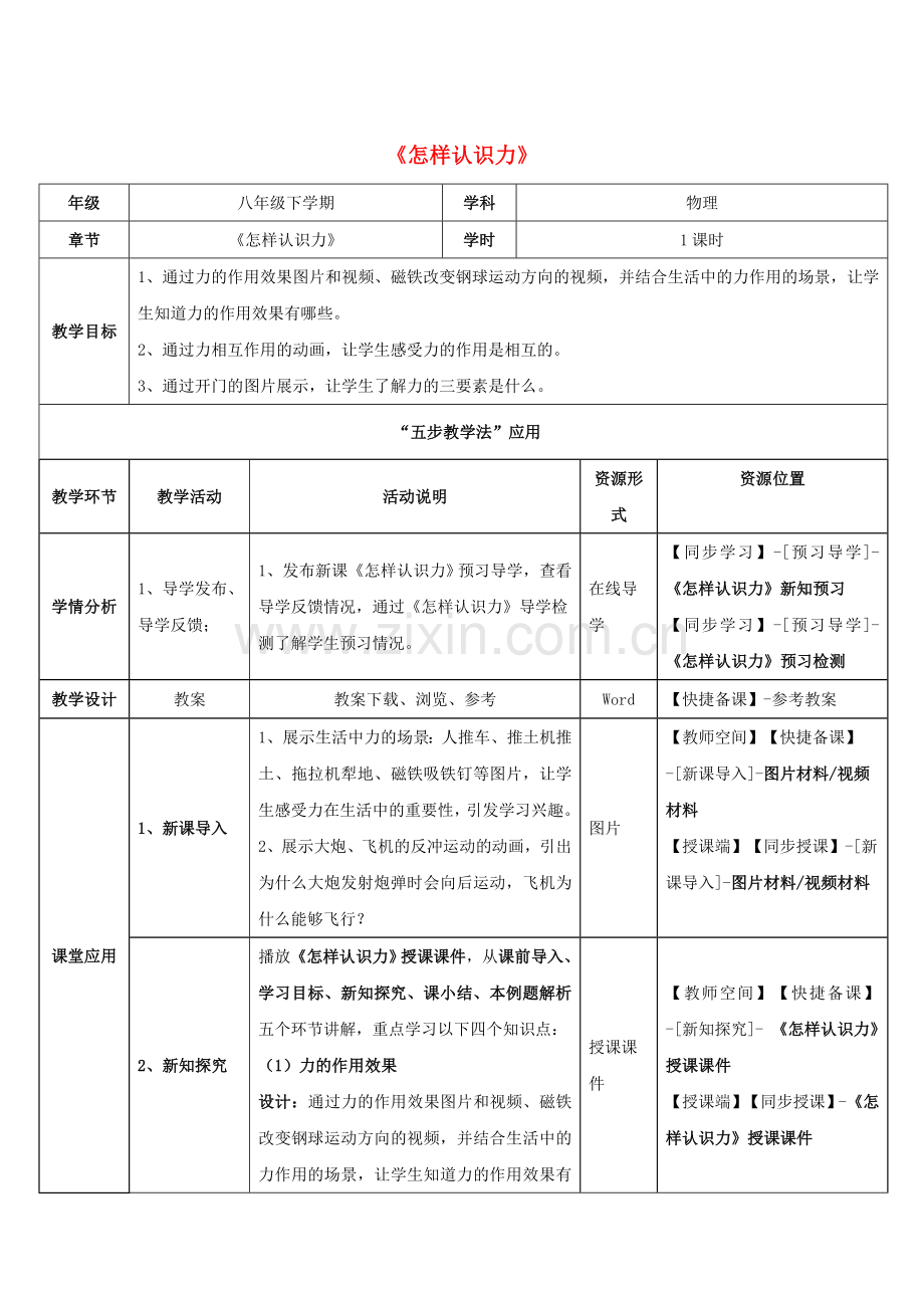 八年级物理下册-61怎样认识力教案-新版粤教沪版.doc_第1页