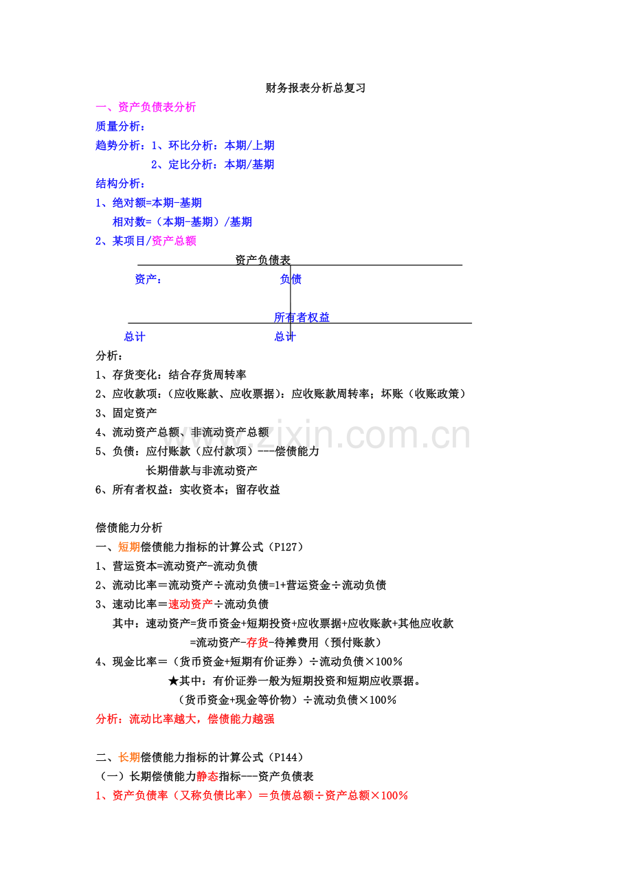 财务报表分析自考复习.doc_第1页