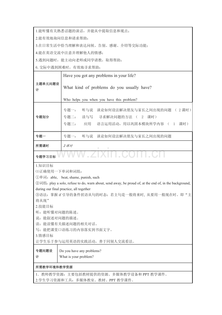 初中英语Module5Problems主题单元教学设计以及思维导图.doc_第3页