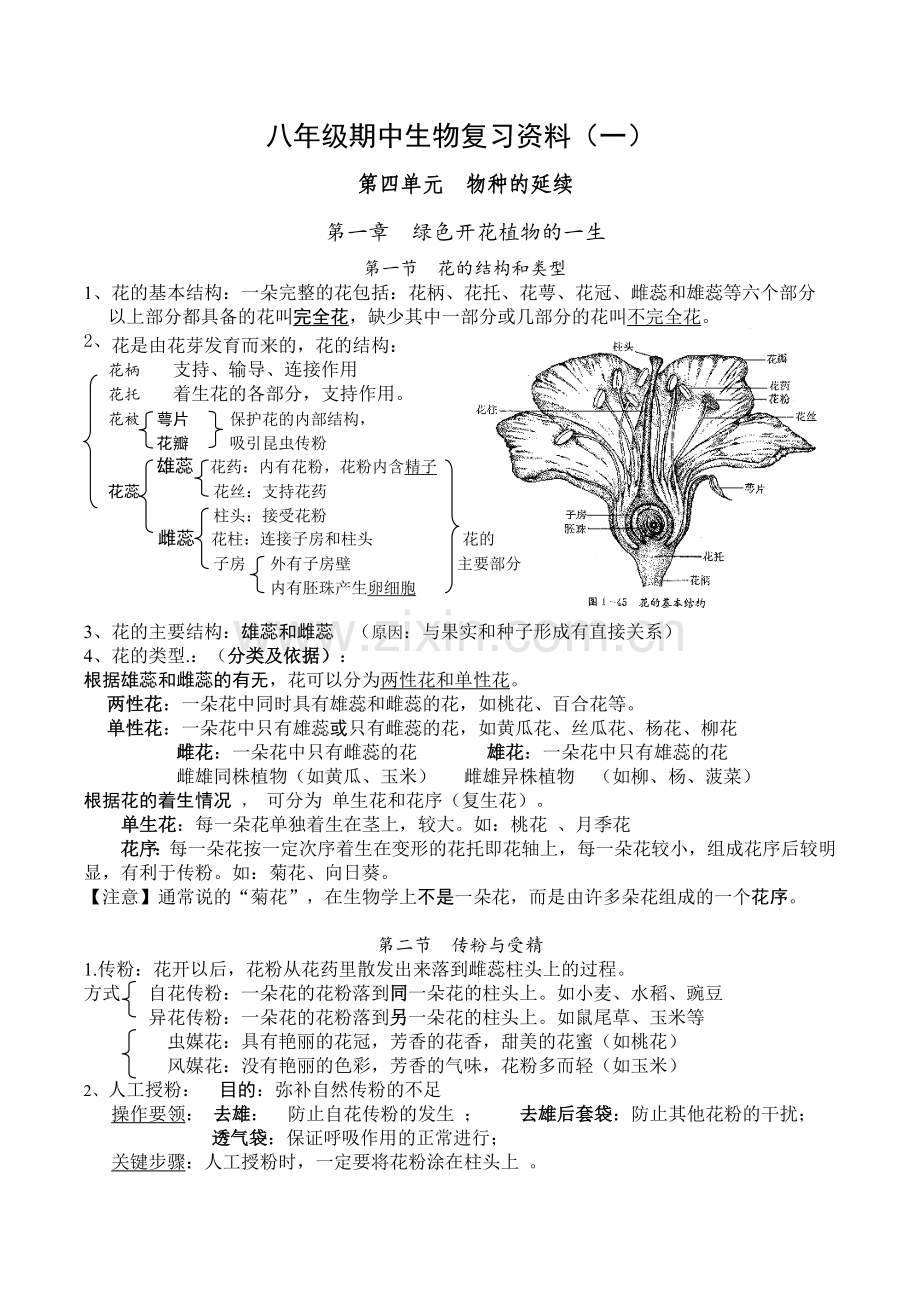 济南版生物八年级上册复习提纲1.doc_第1页