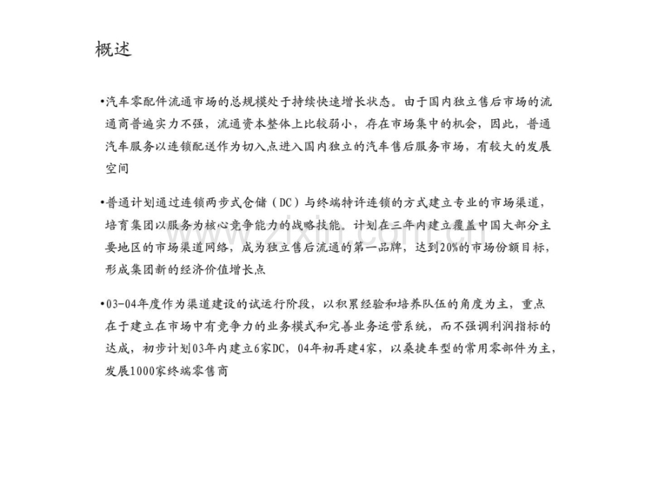 公司一体化市场物流咨询项目营销总体规划讨论稿普通服务建设期营销工作总体规划分报告一.pptx_第1页