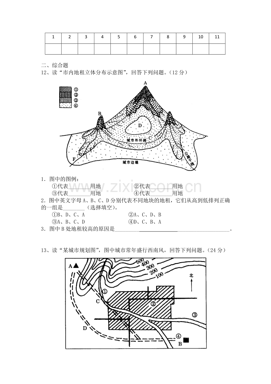 必修二城市和城市化测试题.doc_第2页