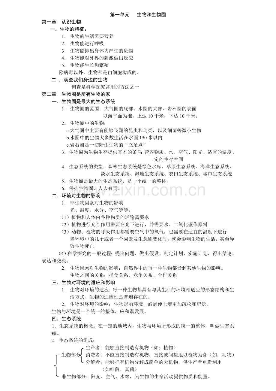 初中生物复习提纲也很全面有特色.doc_第1页