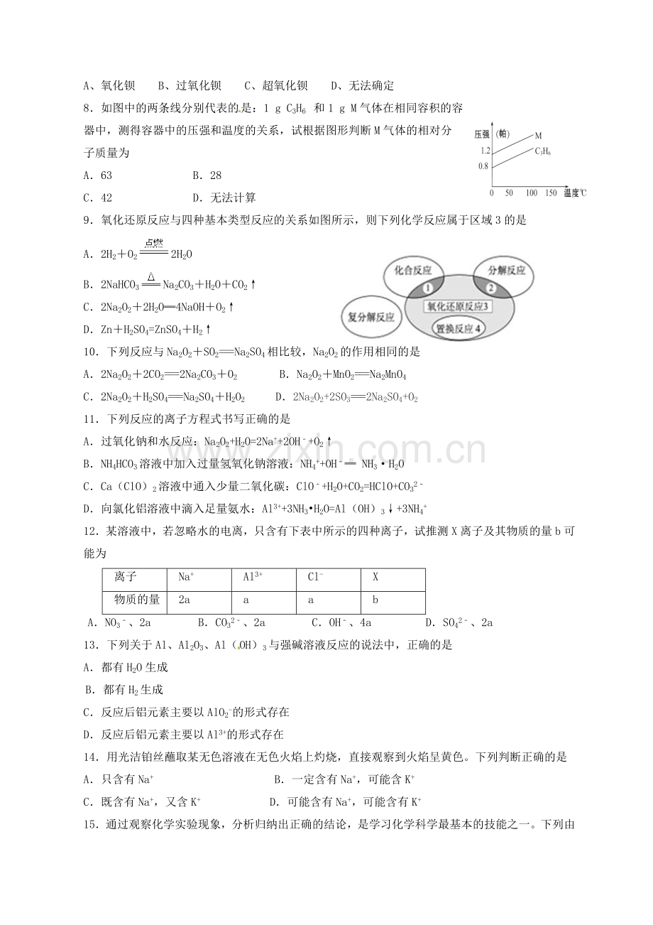 高三化学9月学生学业能力调研试题.doc_第2页