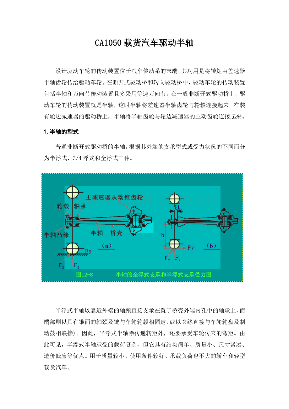 CA1050载货汽车驱动半轴.doc_第1页