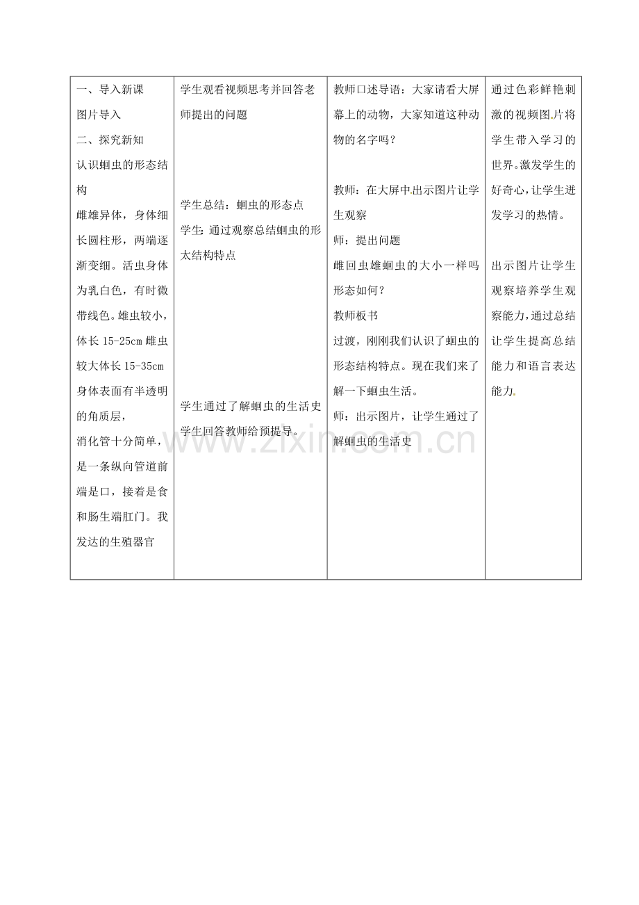 八年级生物上册----线形动物和环节动物导学案-新版新人教版.doc_第2页