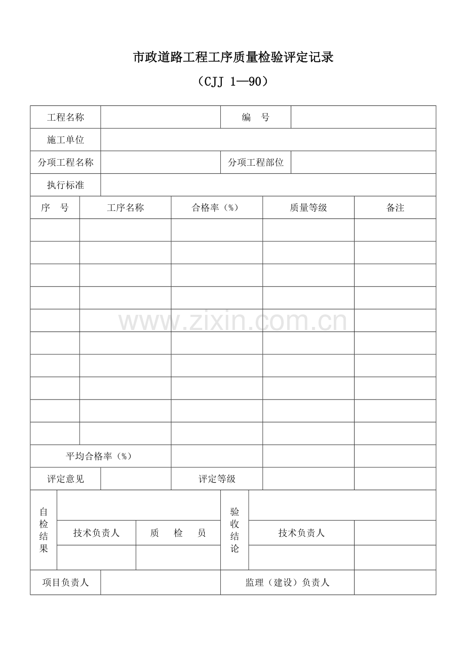 市政道路工程质量检验评定基本要求用表.doc_第1页