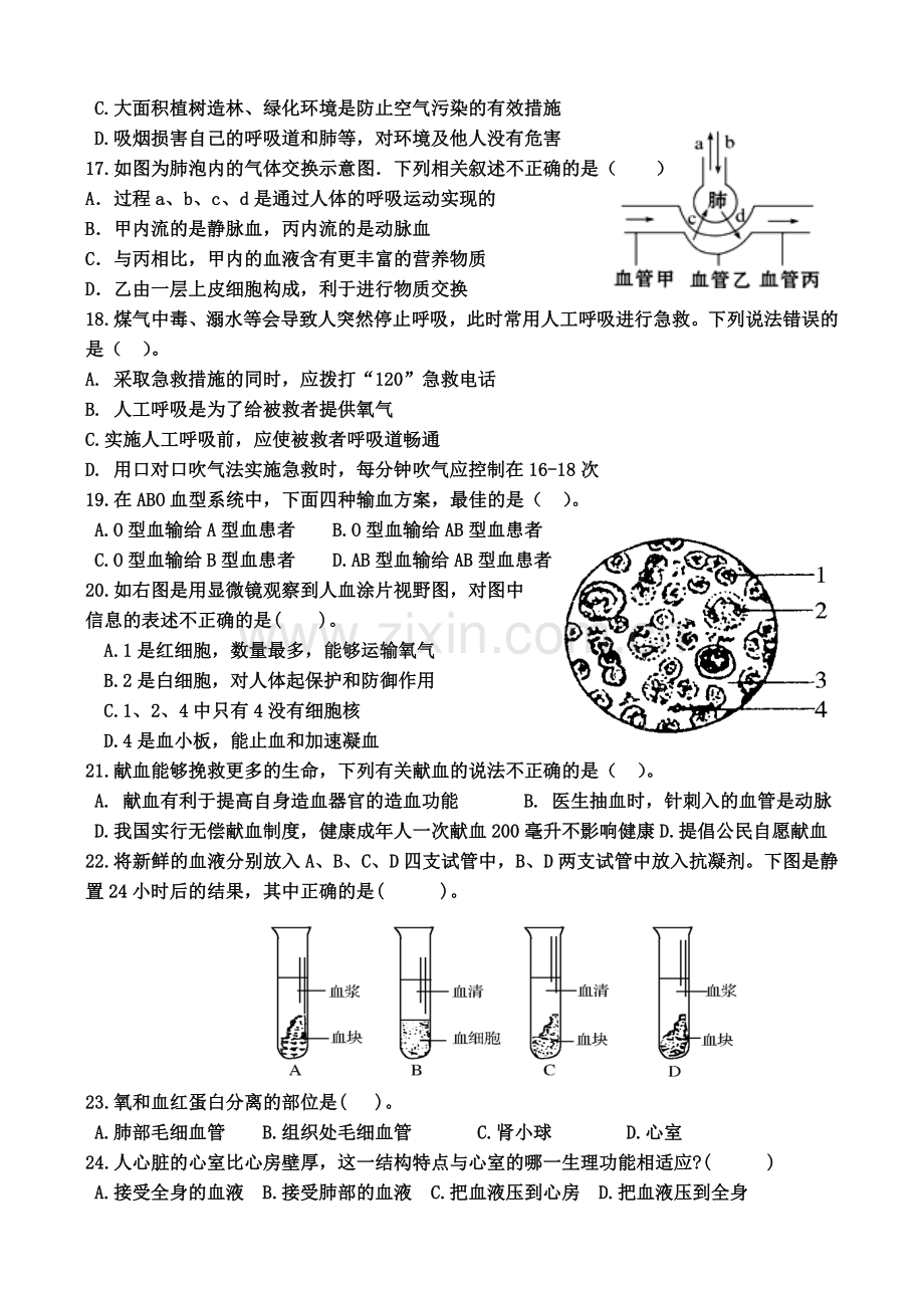 七年级生物期中测试题.doc_第3页