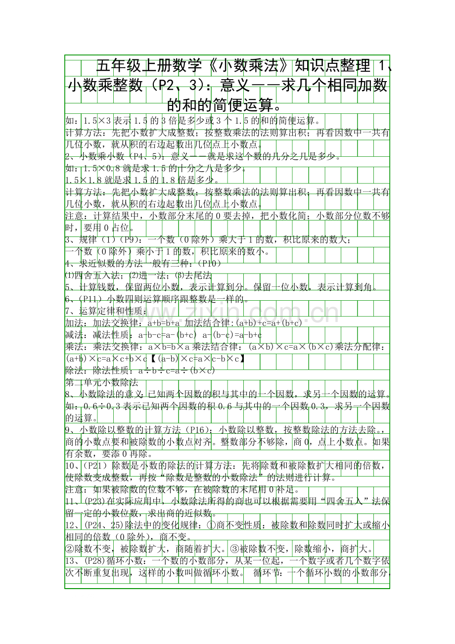 五年级上册数学小数乘法知识点整理.docx_第1页