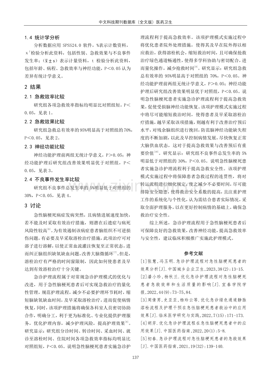 急诊护理流程改善急性脑梗死病人护理效果观察.pdf_第3页