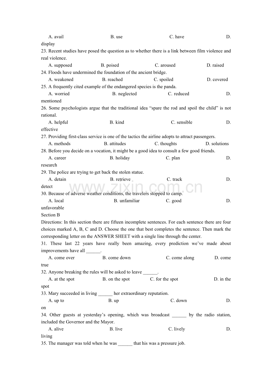 同等学力人员申请硕士学位英语水平全国统一考试试题.doc_第3页