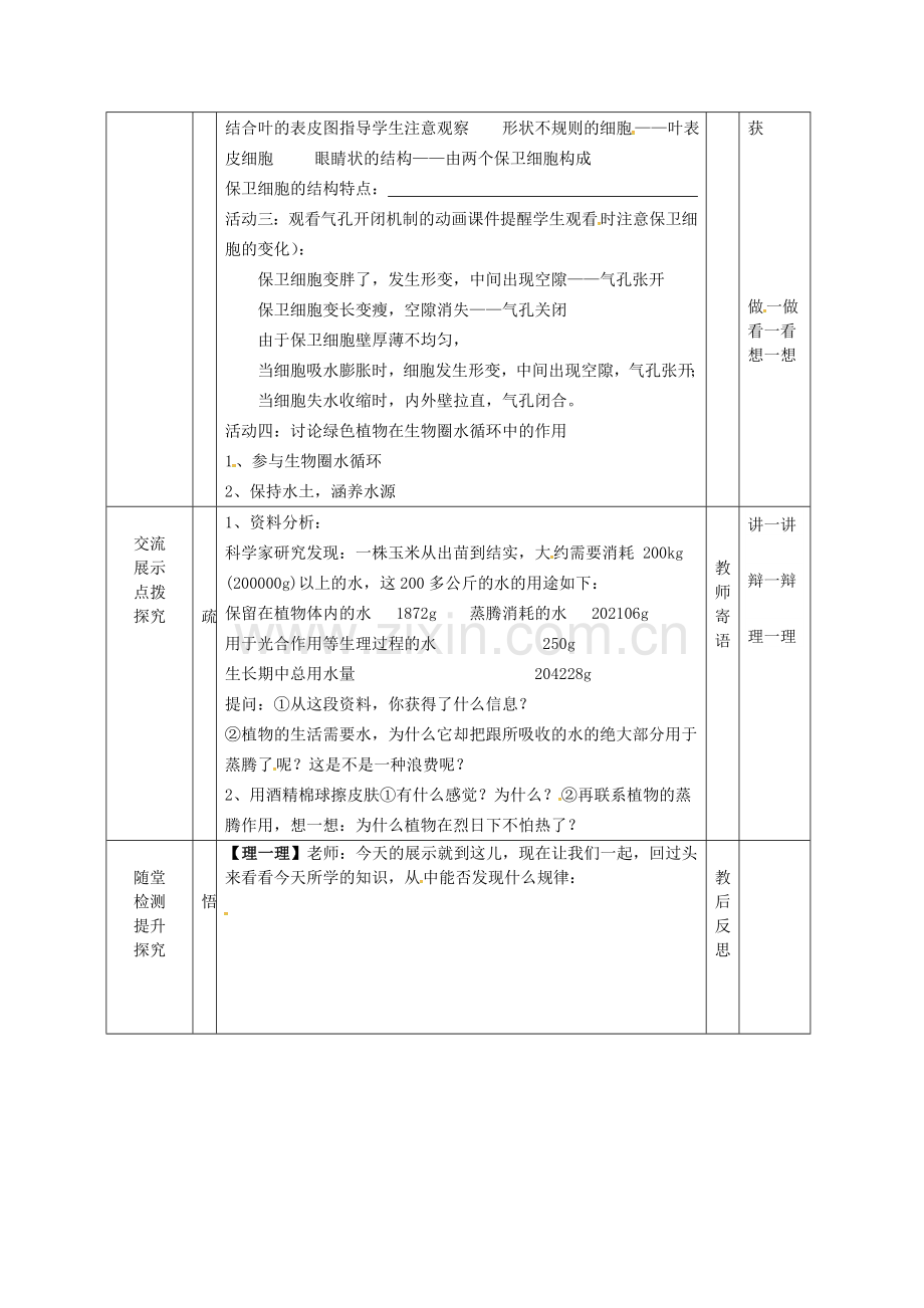 八年级生物上册-6181-绿色植物与生物圈中的水的循环导学案无答案新版苏科版.doc_第2页