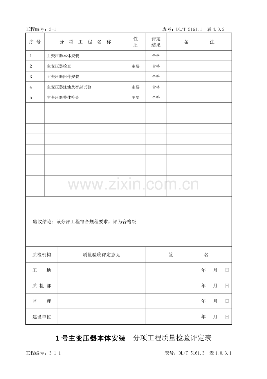 主变压器系统及其附属设备安装单位工程质量验收评定表要点.doc_第2页