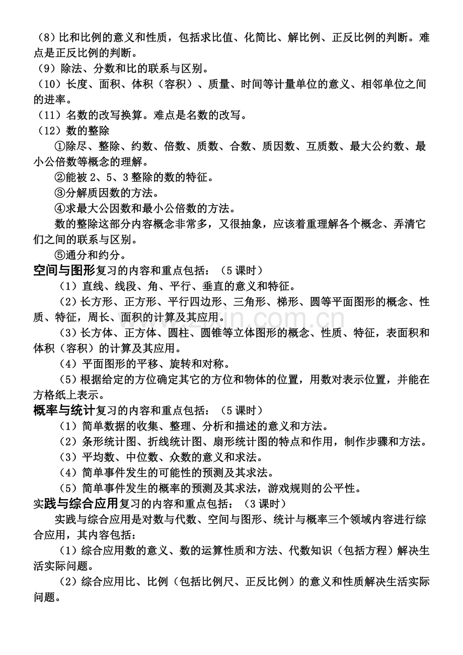 北师大版六年级数学总复习计划.doc_第2页