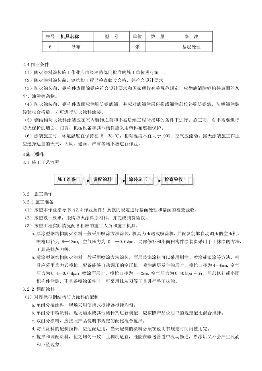 钢结构防火涂料涂装施工作业指导书.doc_第2页