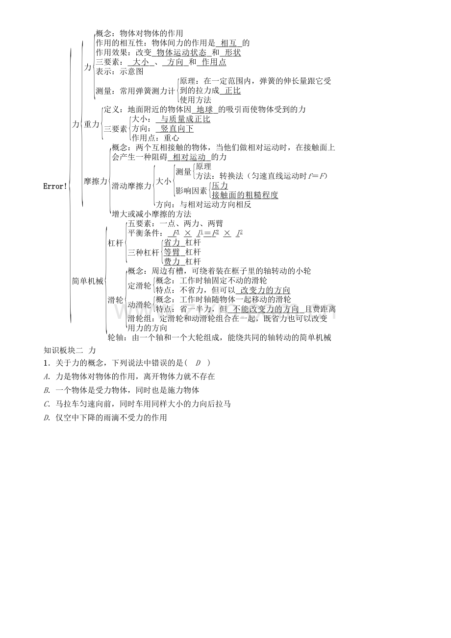 八年级物理下册-6-力和机械复习学案-新版粤教沪版.doc_第2页