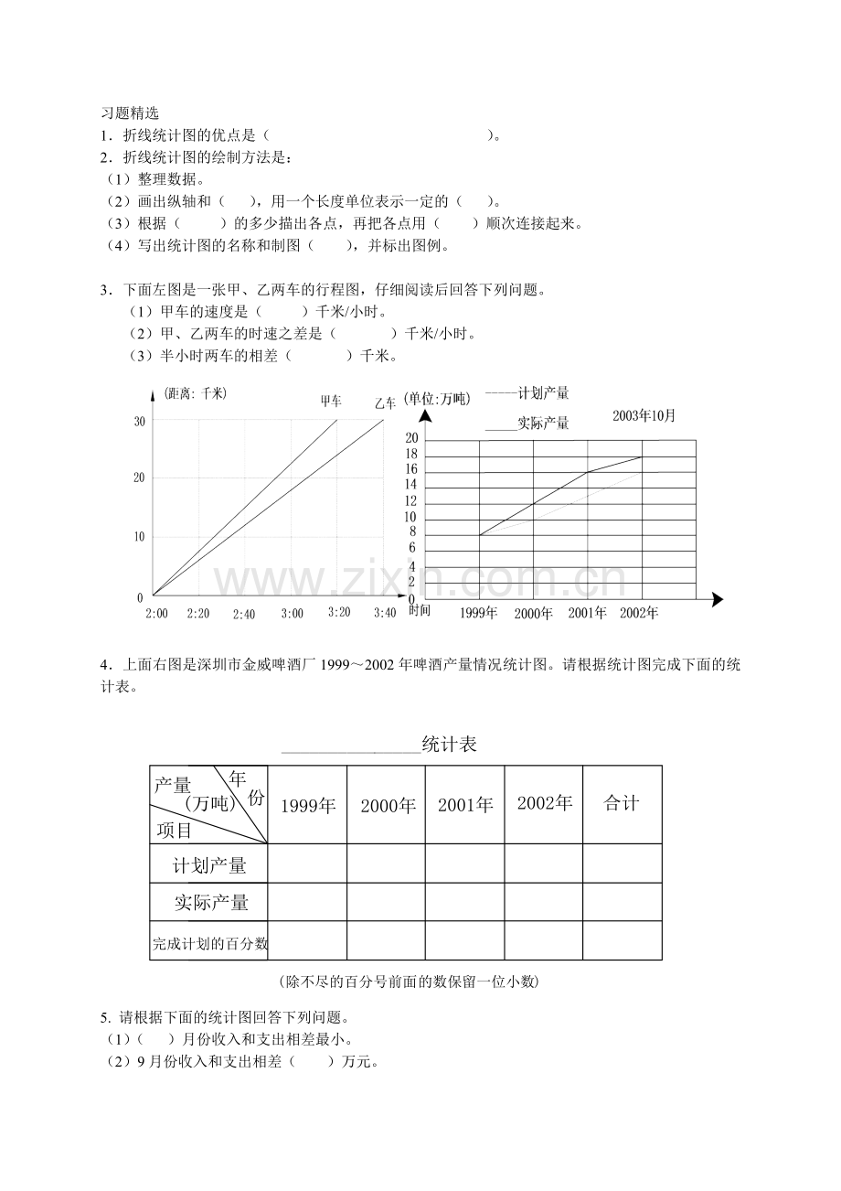 复式折线统计图习题精选.doc_第1页