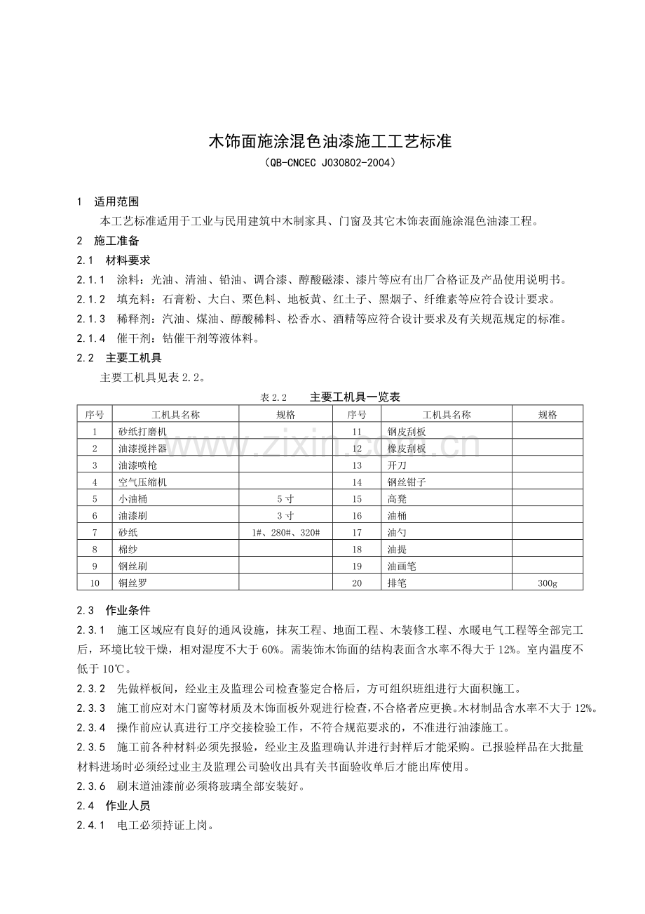 木饰面施涂混色油漆施工工艺标准.doc_第1页