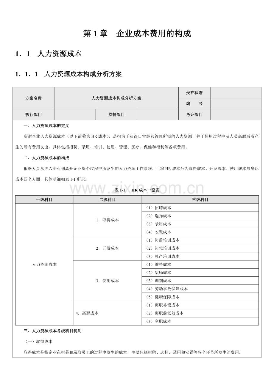 年度人力资源成本预算分析与编制.doc_第1页