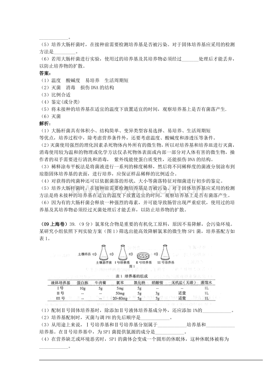 高考生物试题分类汇编——生物技术实践.doc_第2页