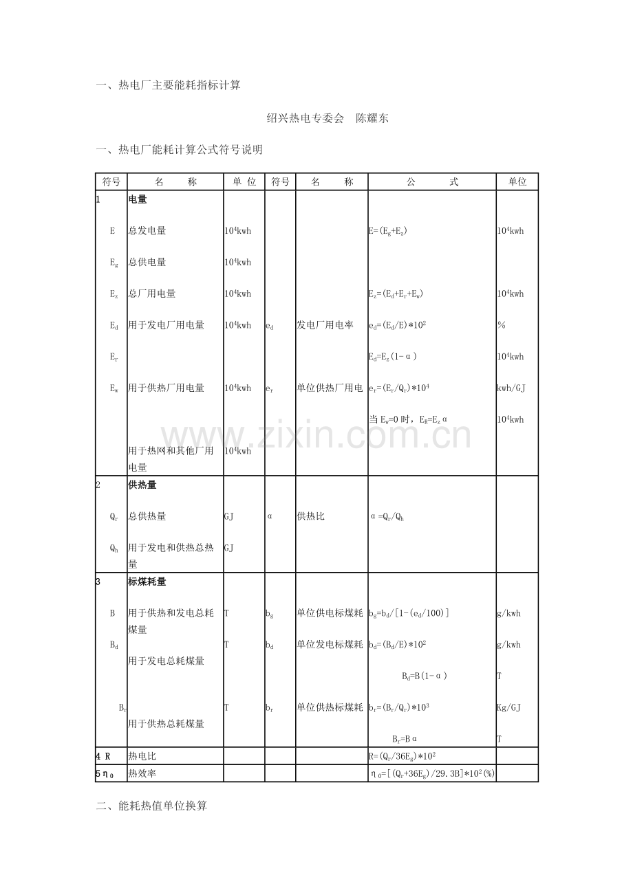 热电厂主要能耗指标计算.doc_第1页