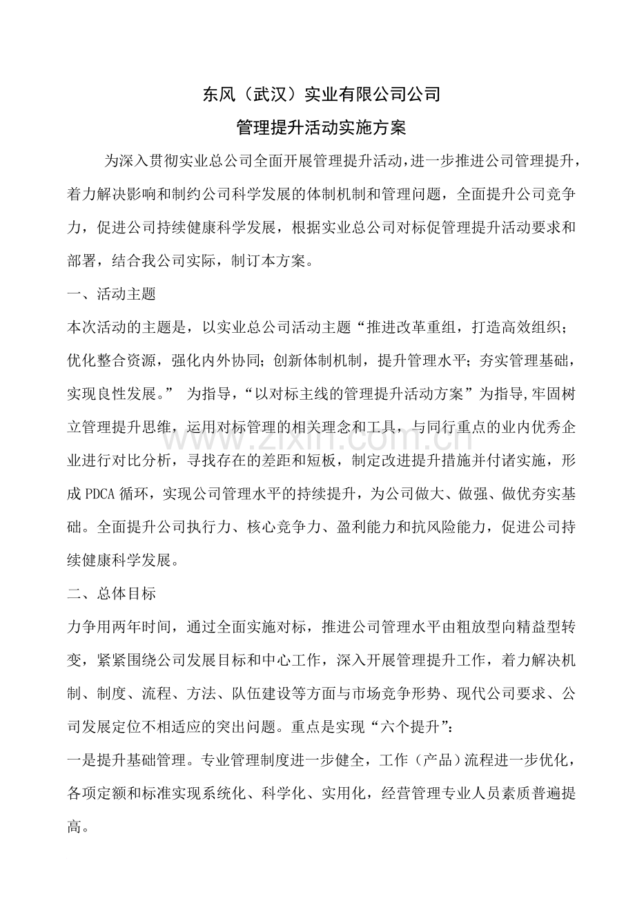 公司管理提升活动实施方案.doc_第1页