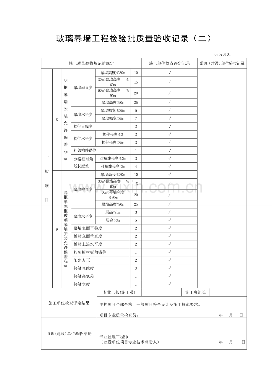 玻璃幕墙工程检验批报审表.doc_第3页