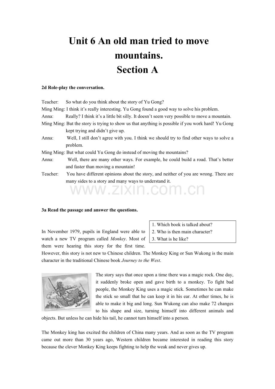 2015春八年级下册英语课文原文Unit6.doc_第1页