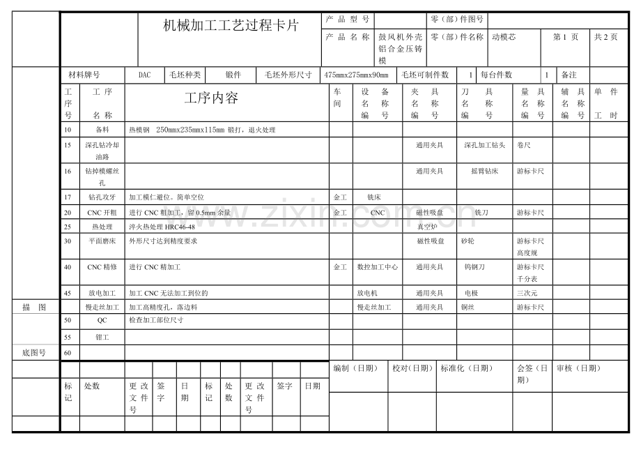 模具零件加工工艺过程卡片.doc_第1页