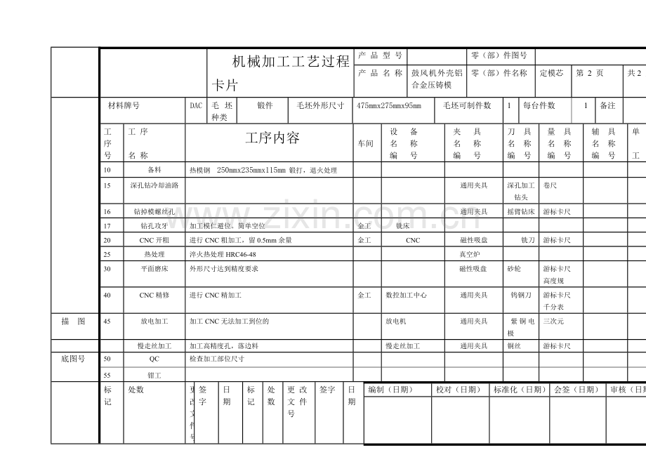 模具零件加工工艺过程卡片.doc_第2页