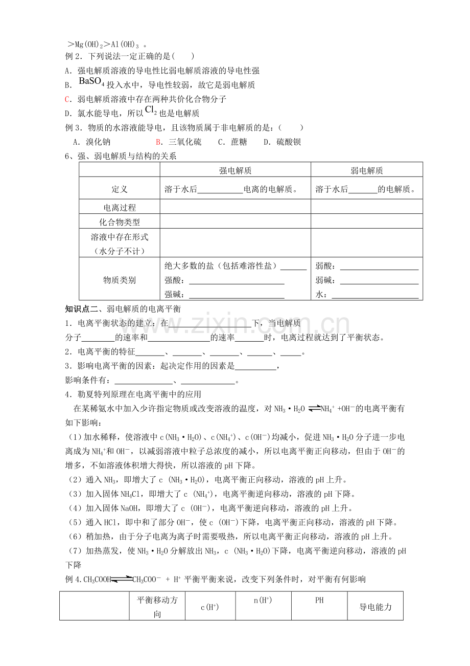 高三化学一轮复习-电离平衡教学案.doc_第2页