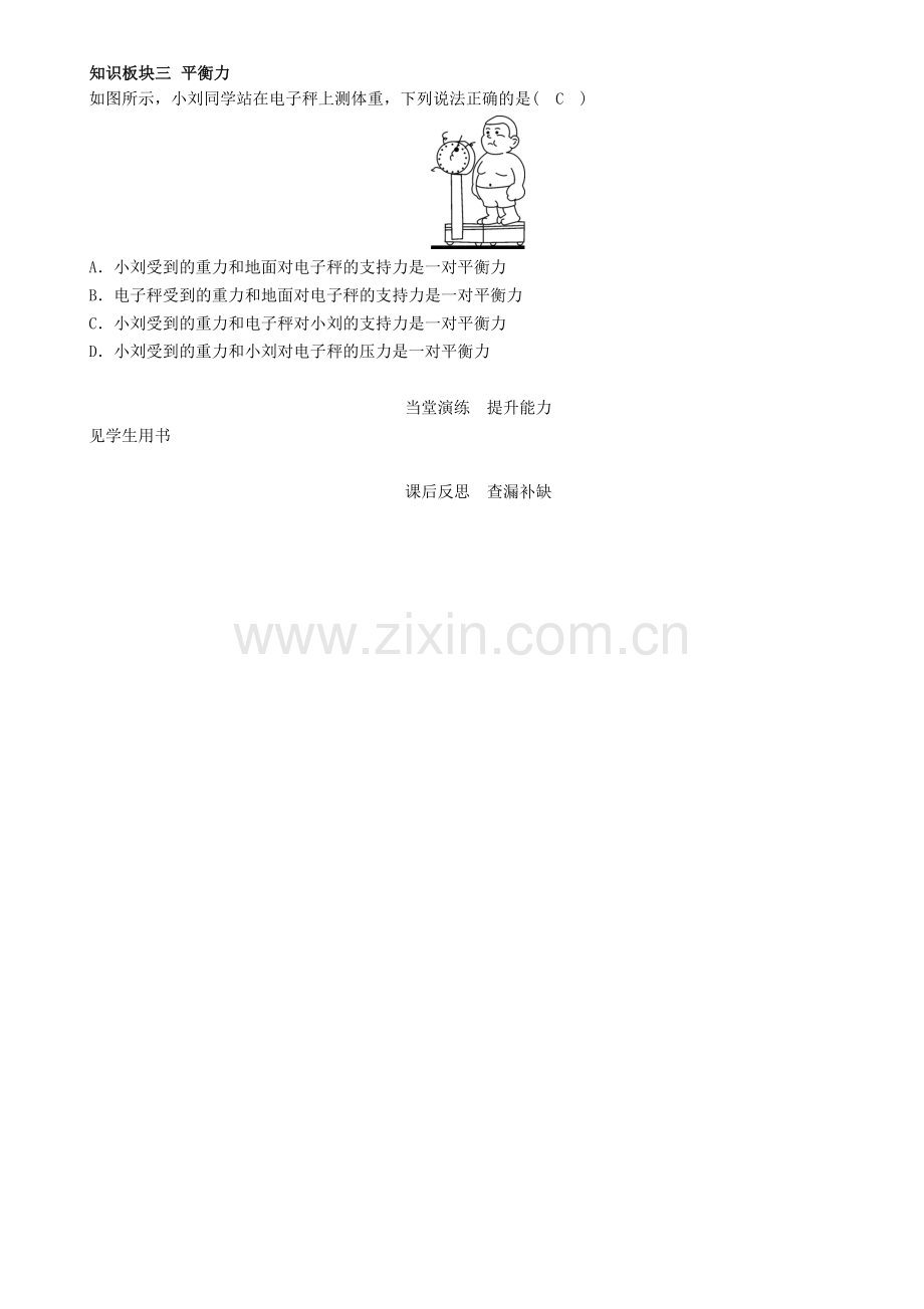 八年级物理全册--力与运动复习课导学案-新版沪科版.doc_第3页