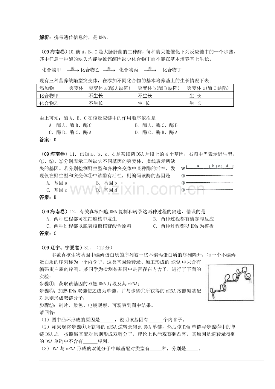 高考生物试题分类汇编——生物的遗传和进化.doc_第3页