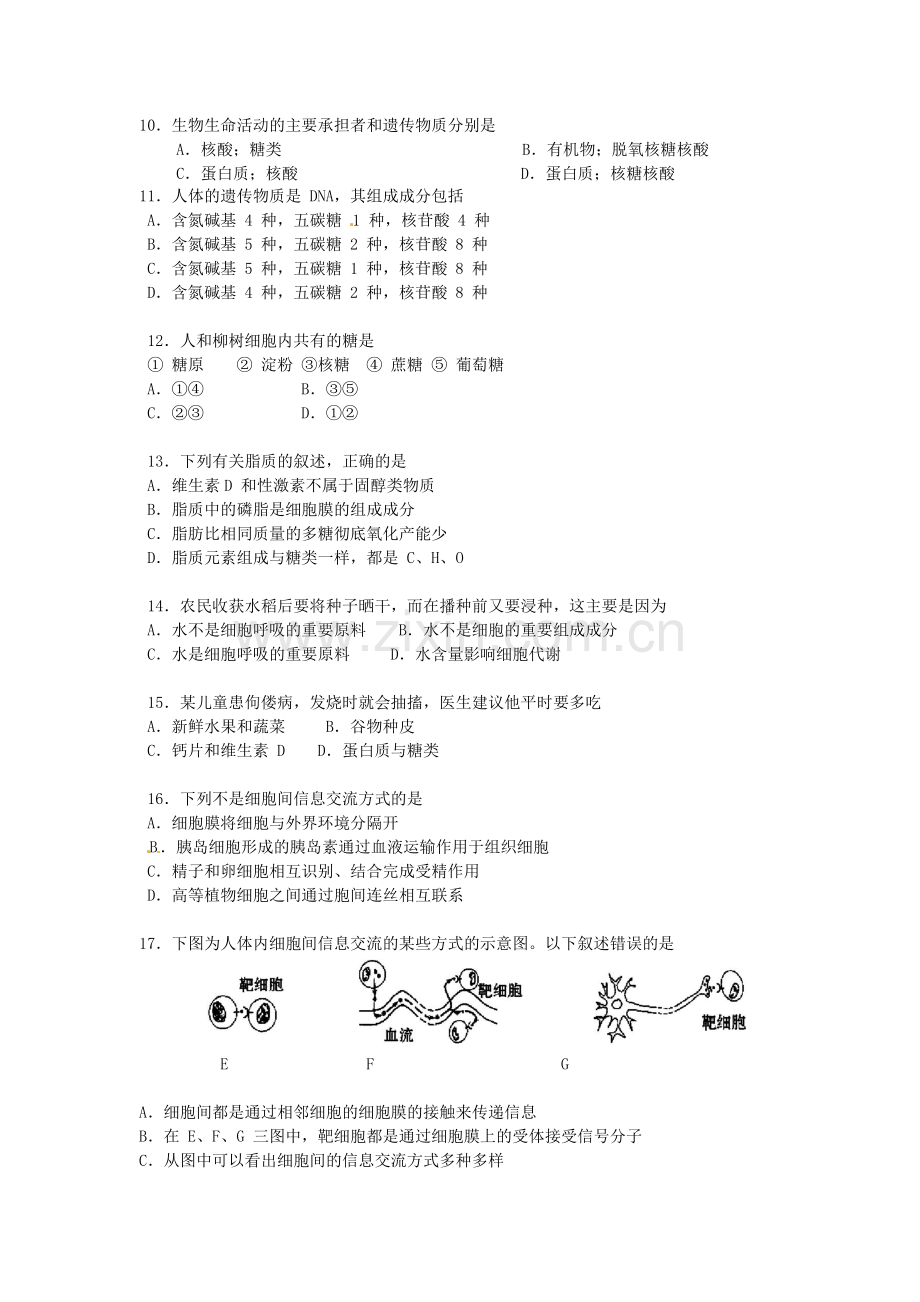 高一生物上学期期末考试试题31.doc_第2页