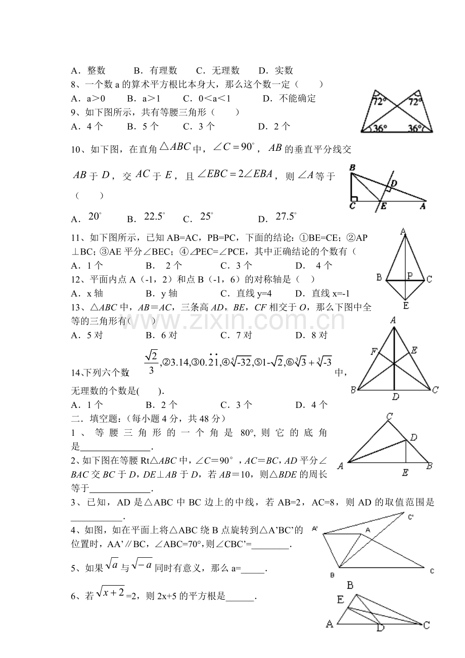 人教版八年级数学上学期期中复习试题二.doc_第2页