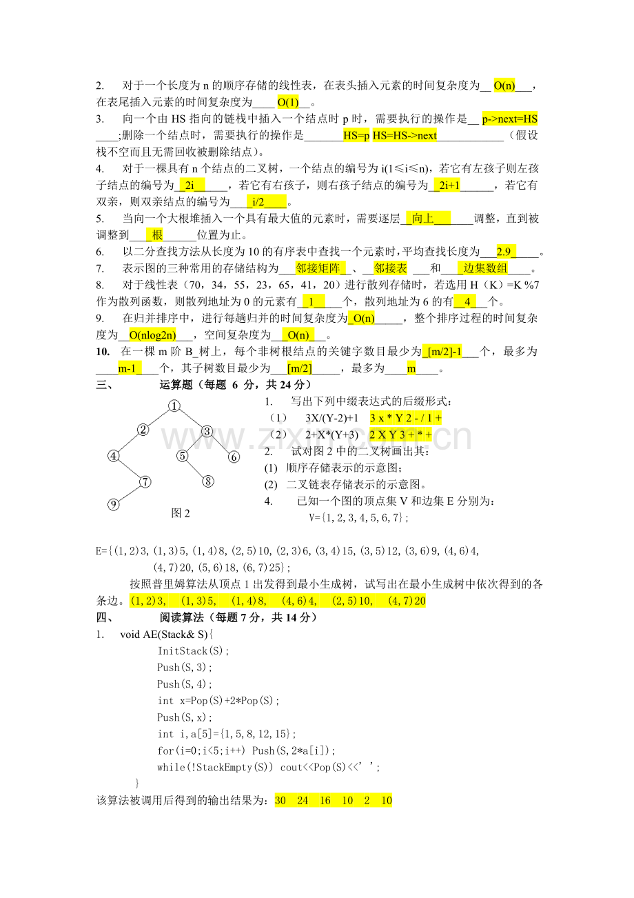 c语言数据结构试题模拟试卷.doc_第2页