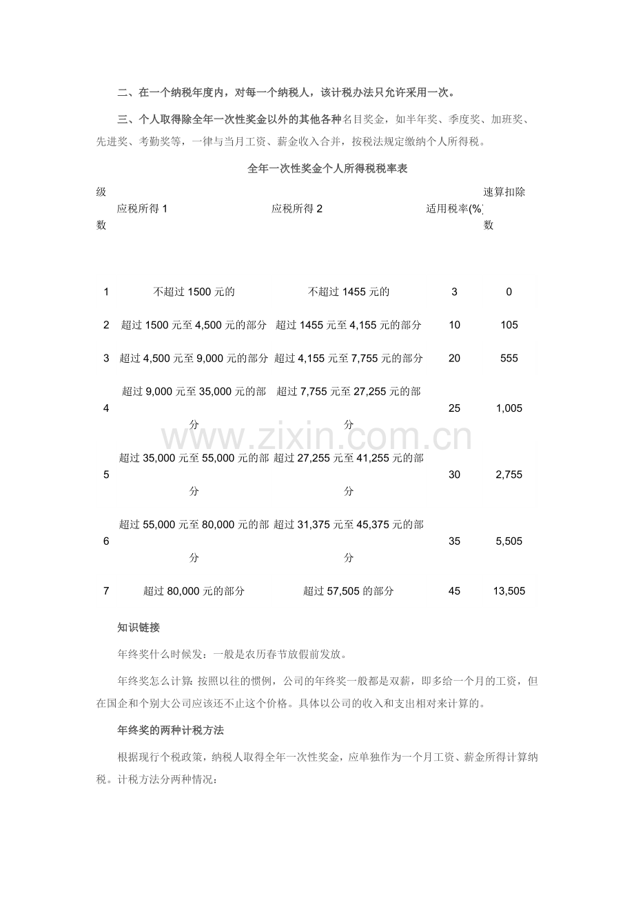 全年一次性奖金个人所得税税率表.doc_第2页