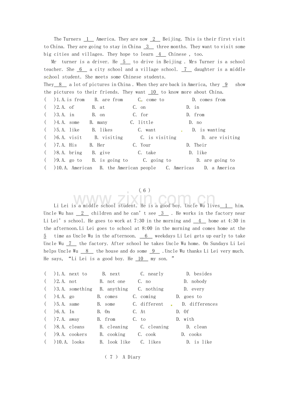 2012七年级英语下册完形填空专项练习题外研版1.doc_第3页