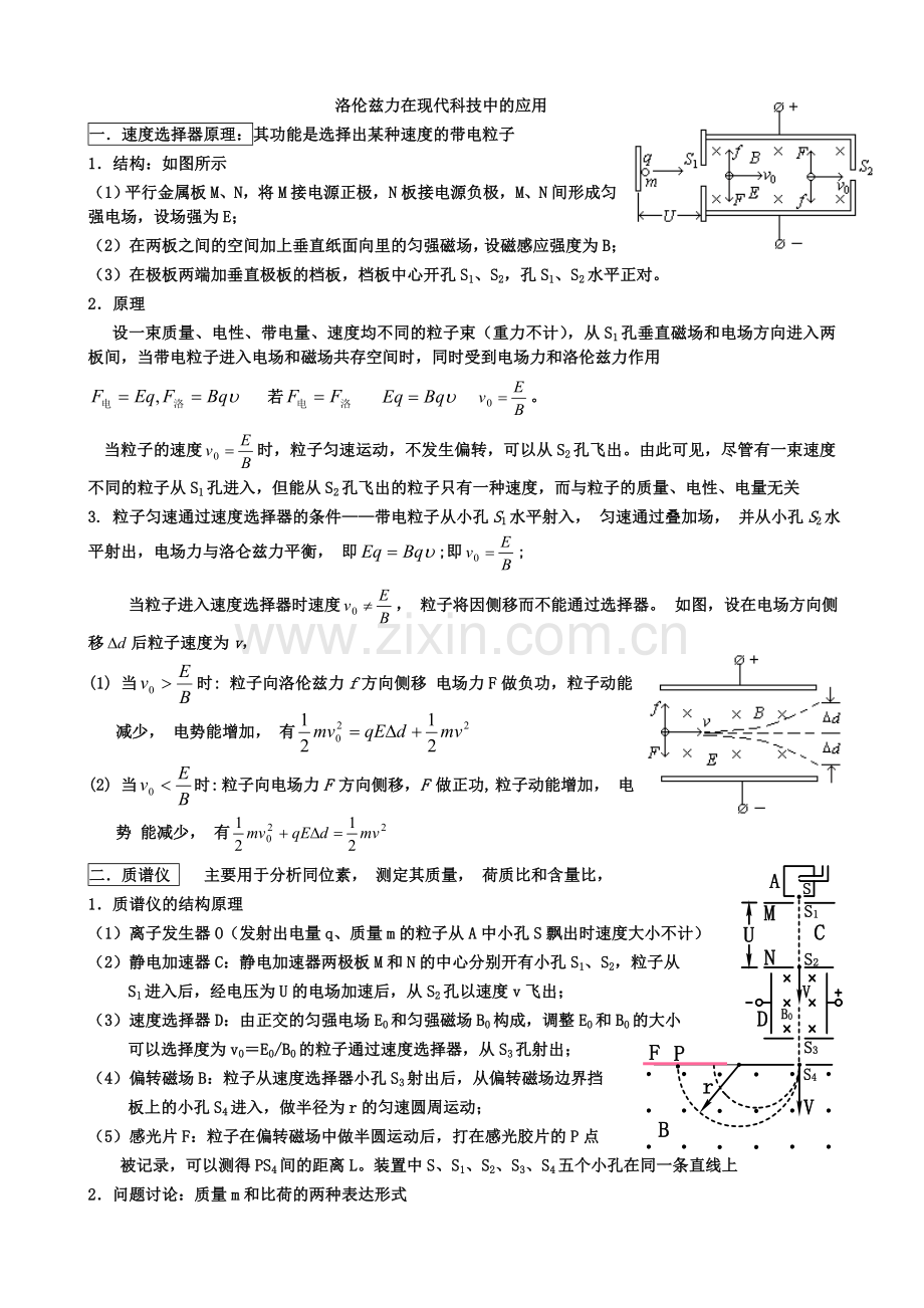 洛伦兹力在现代科技中的应用修改版.doc_第1页