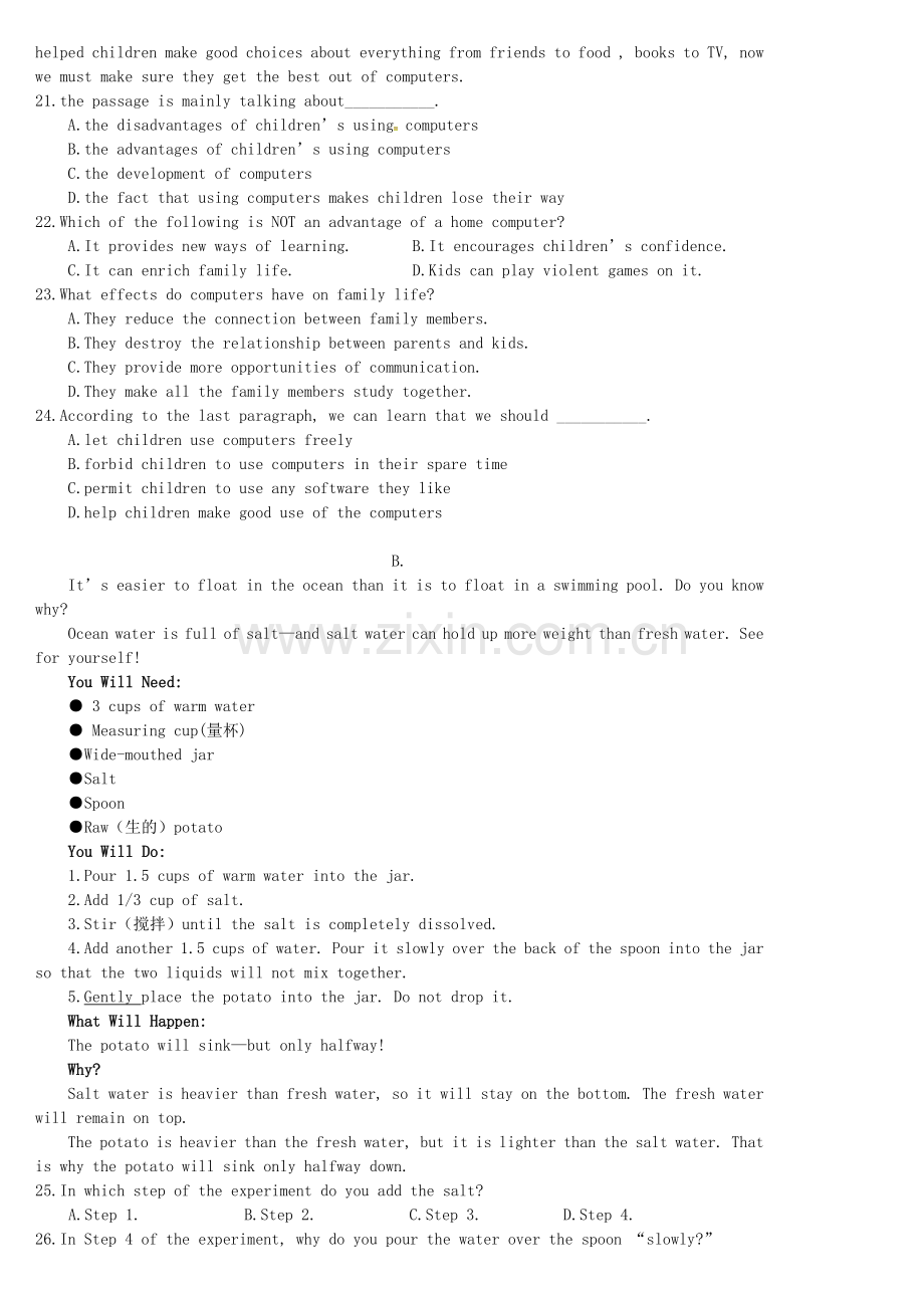 高一英语上学期期末考试试题151.doc_第3页