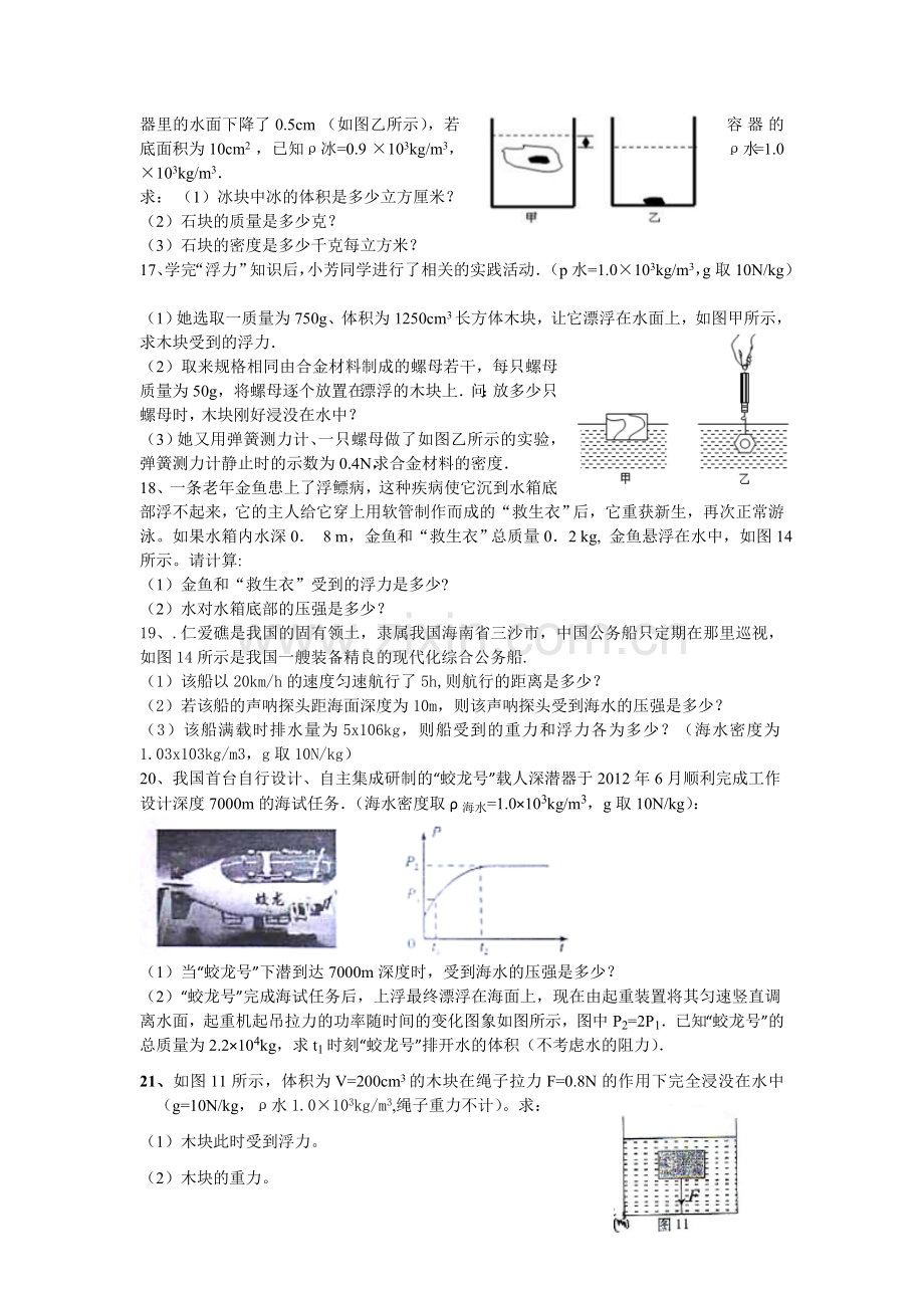 2017典型压强浮力计算题汇编.doc_第3页