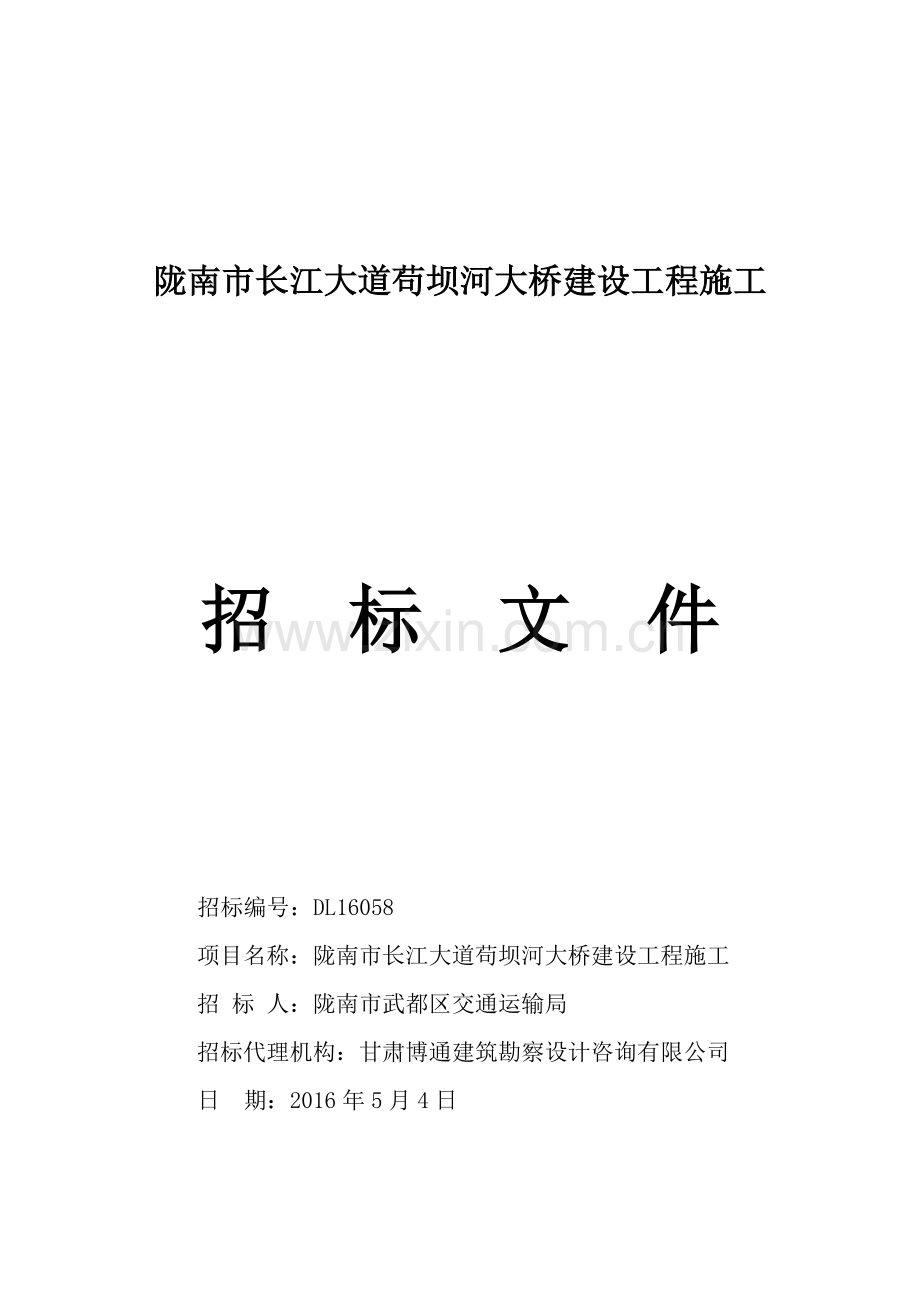 陇南市长江大道苟坝河大桥建设工程施工招标文件.doc_第1页