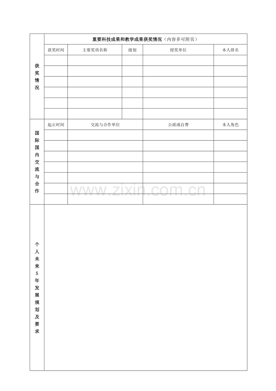 应聘人员基本情况登记表湖南女子职业大学.doc_第3页