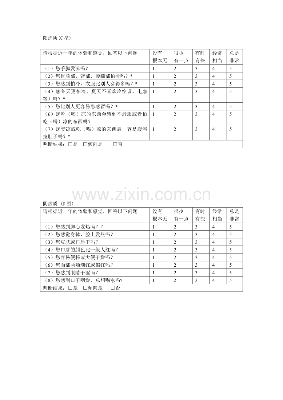 中医体质分类判定表.doc_第2页