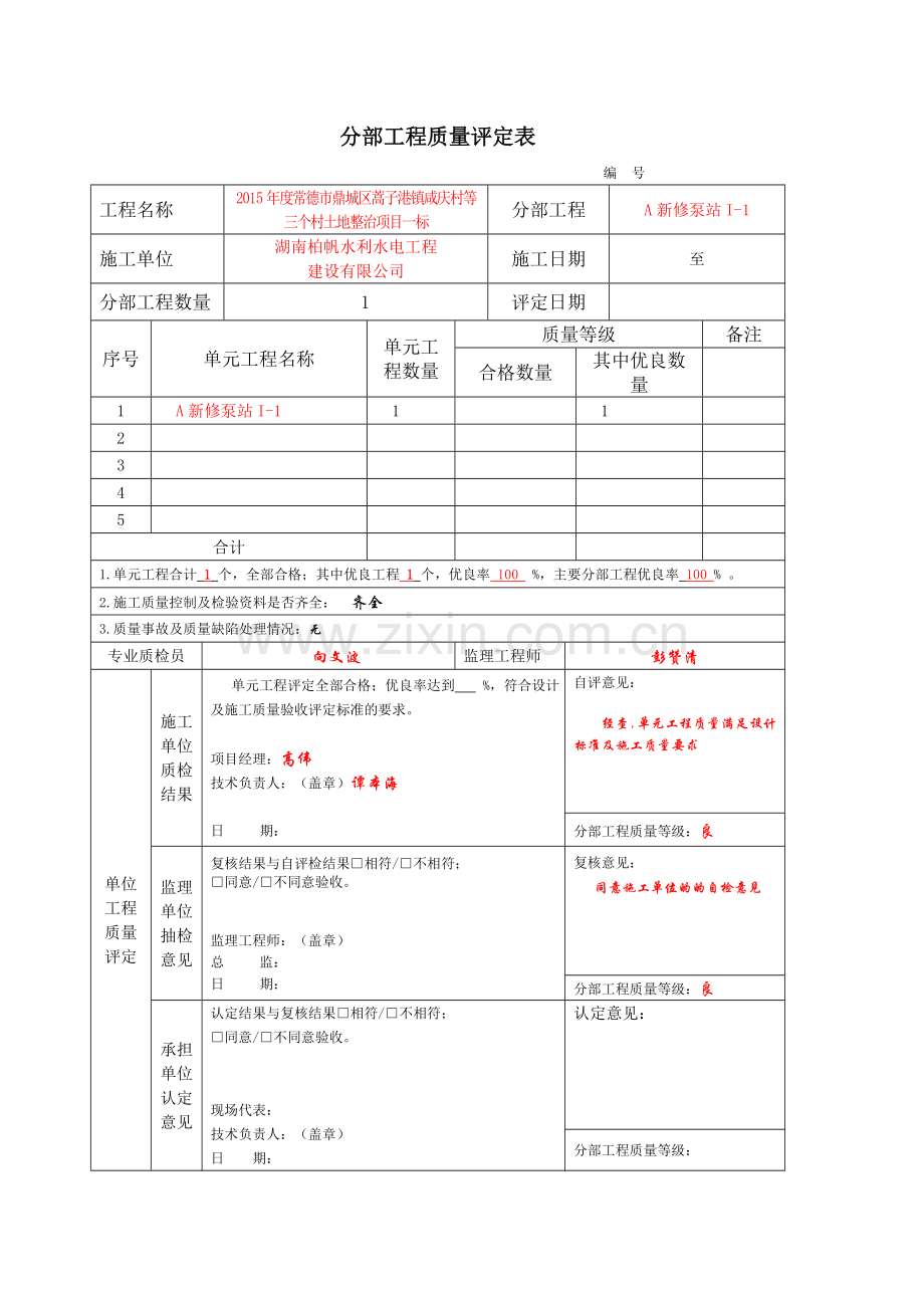 A新修泵站单元评定表.doc_第1页