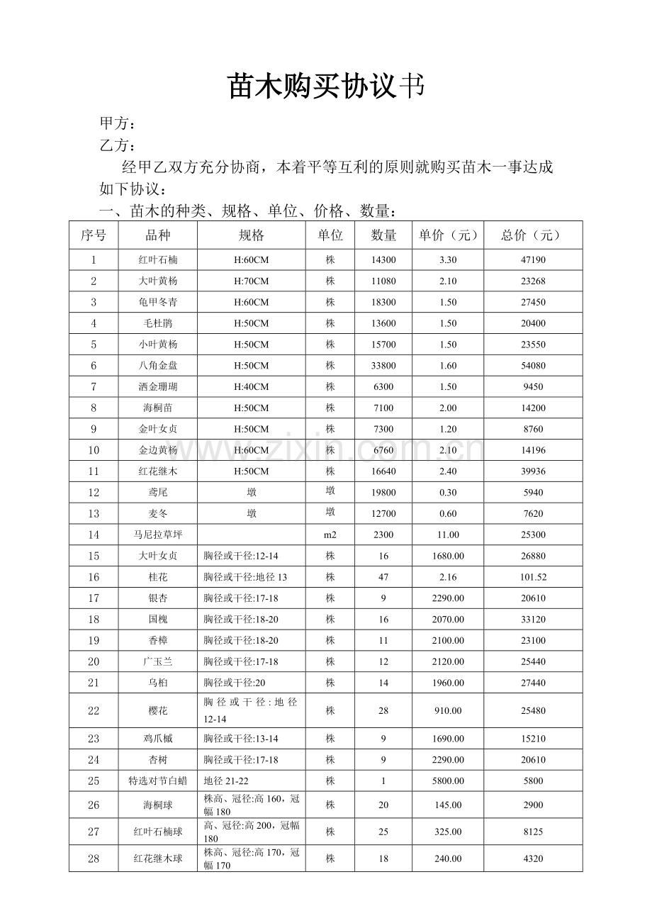 苗木购买协议书.doc_第1页