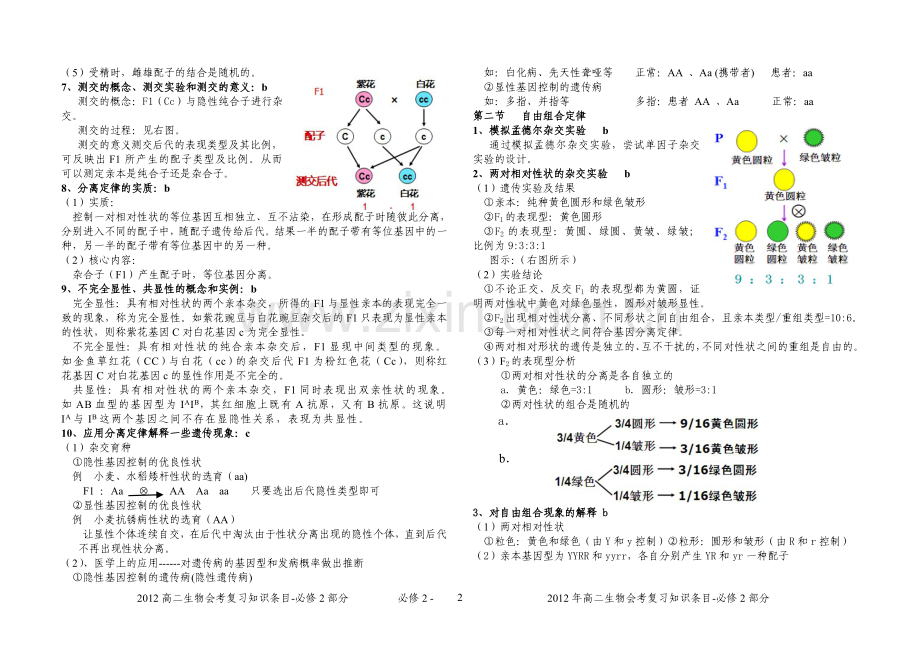 必修2高中生物会考条目解析浙科版.doc_第2页