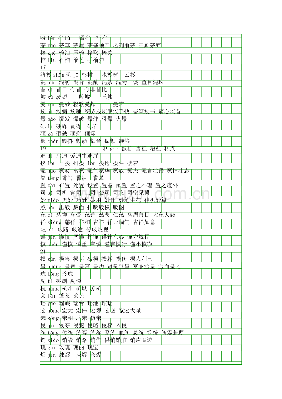 人教版2017五年级语文上册生字表组词.docx_第3页